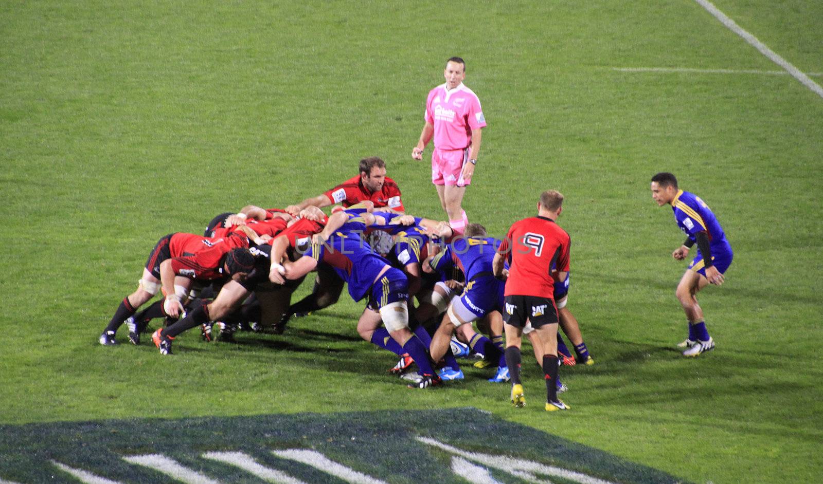 CHRISTCHURCH-April 20: Super Rugby  match between Canterbury Crusaders and Otago Highlanders held at the AMI Rugby Stadium in Christchurch, New Zealand on Saturday April 20, 2013. 