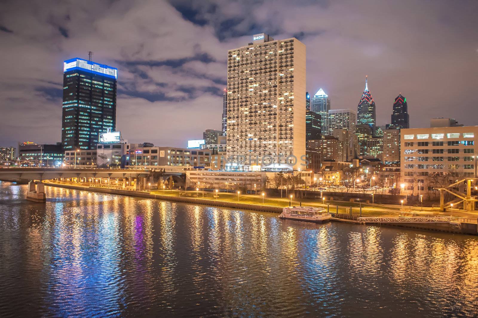 City of Philadelphia. Image of Philadelphia skyline in a evening