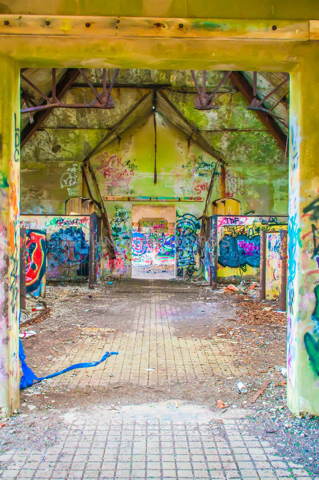 abandoned building walls full of graffiti by digidreamgrafix