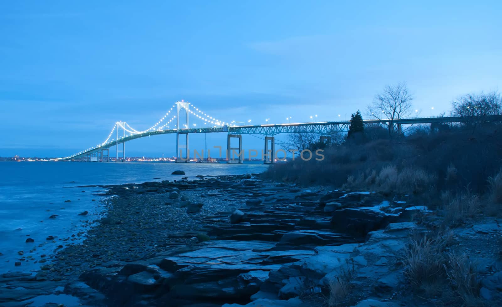 Sunset with Claiborne Pell Bridge in Background   by digidreamgrafix