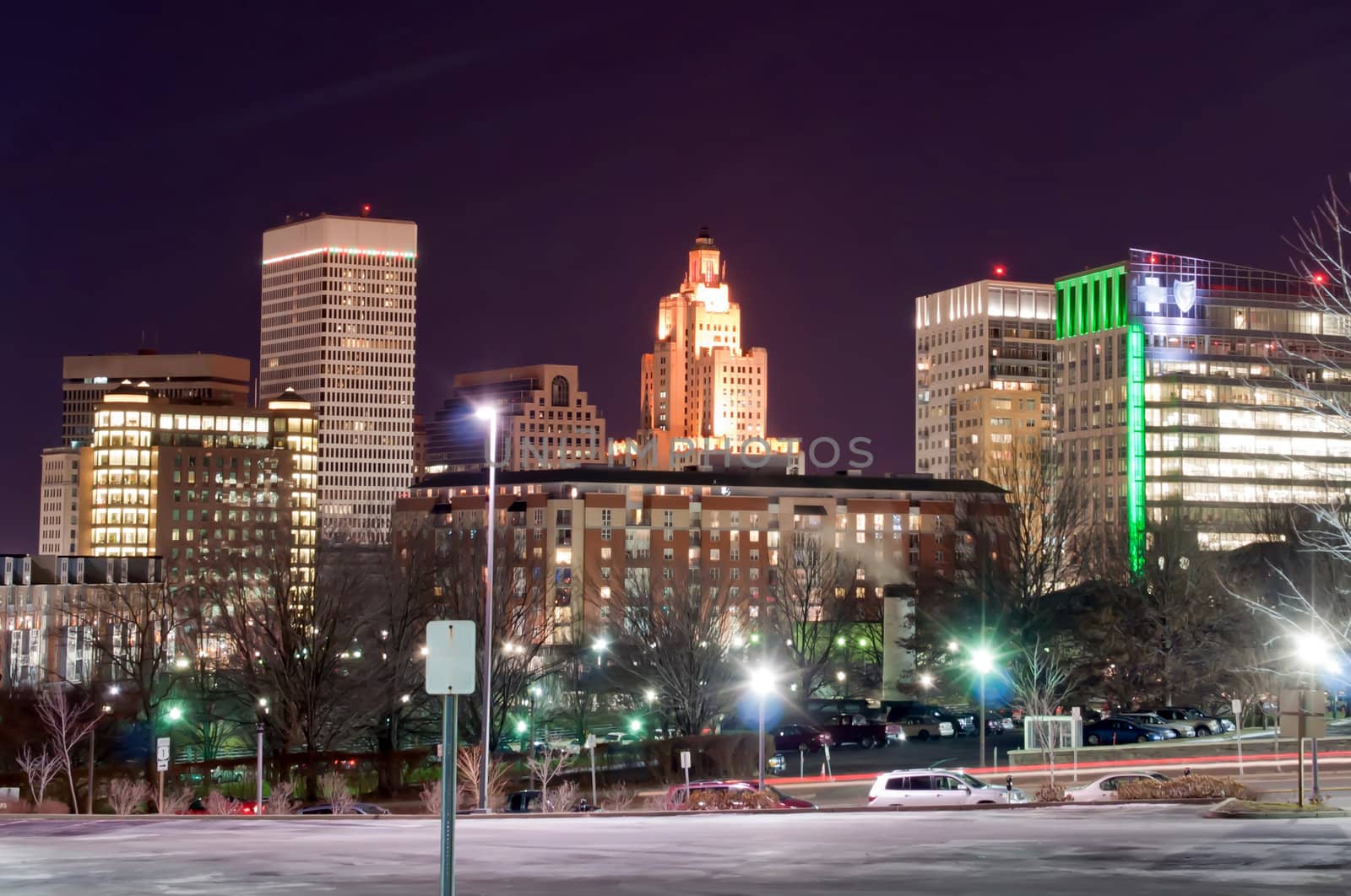 Providence, Rhode Island Skyline at night by digidreamgrafix