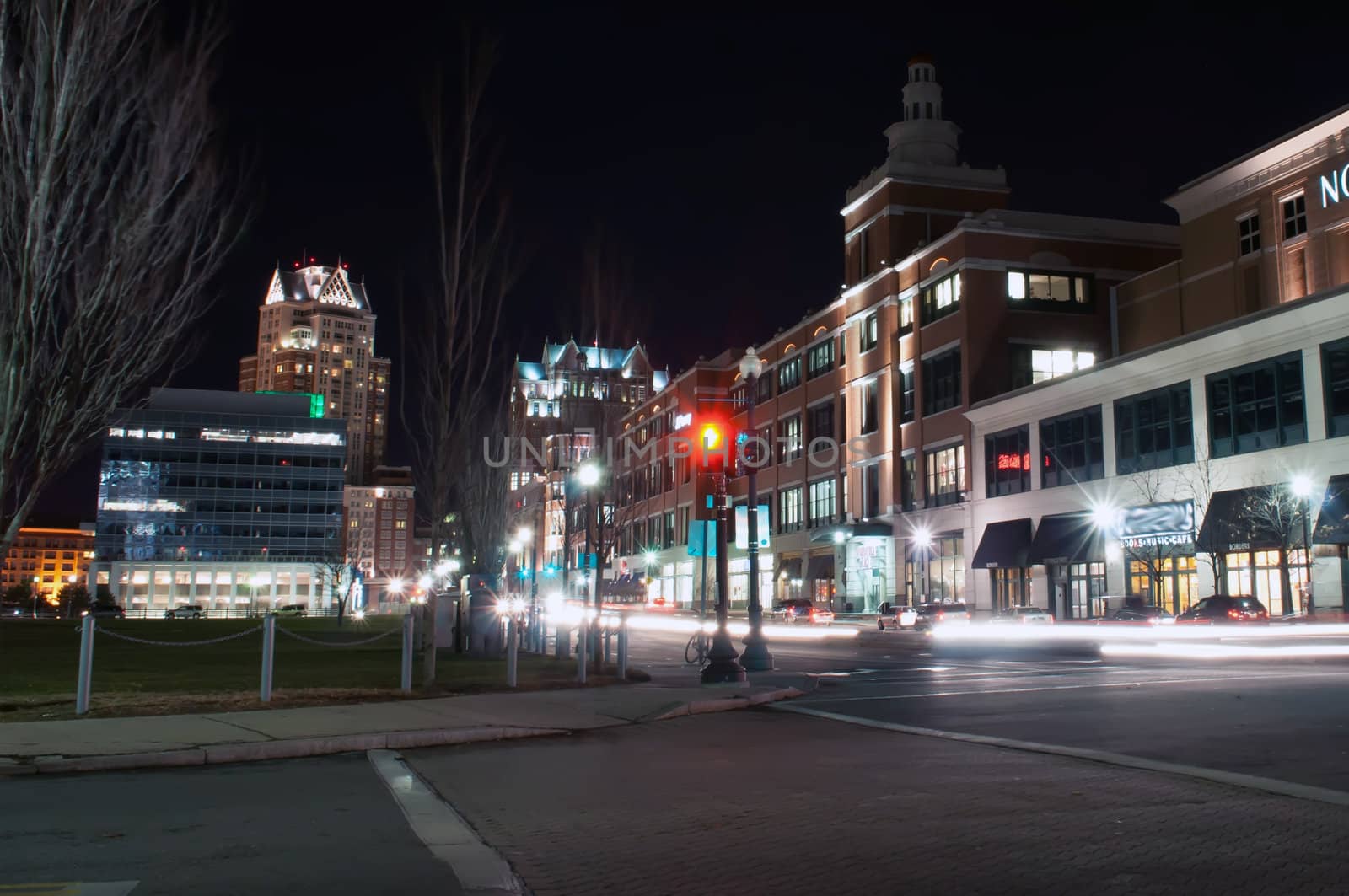 Providence, Rhode Island Skyline at night by digidreamgrafix