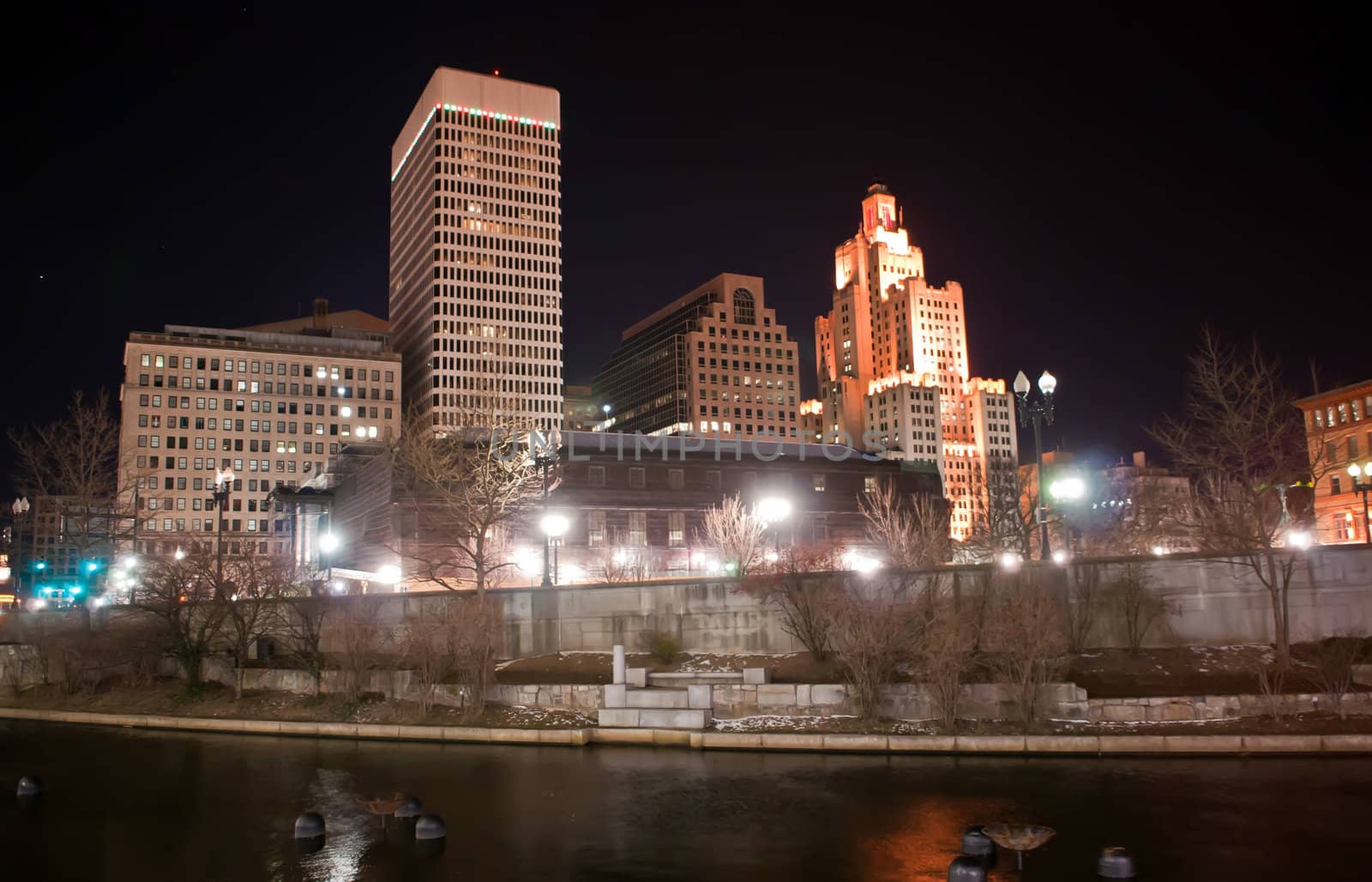 Providence, Rhode Island Skyline at night by digidreamgrafix