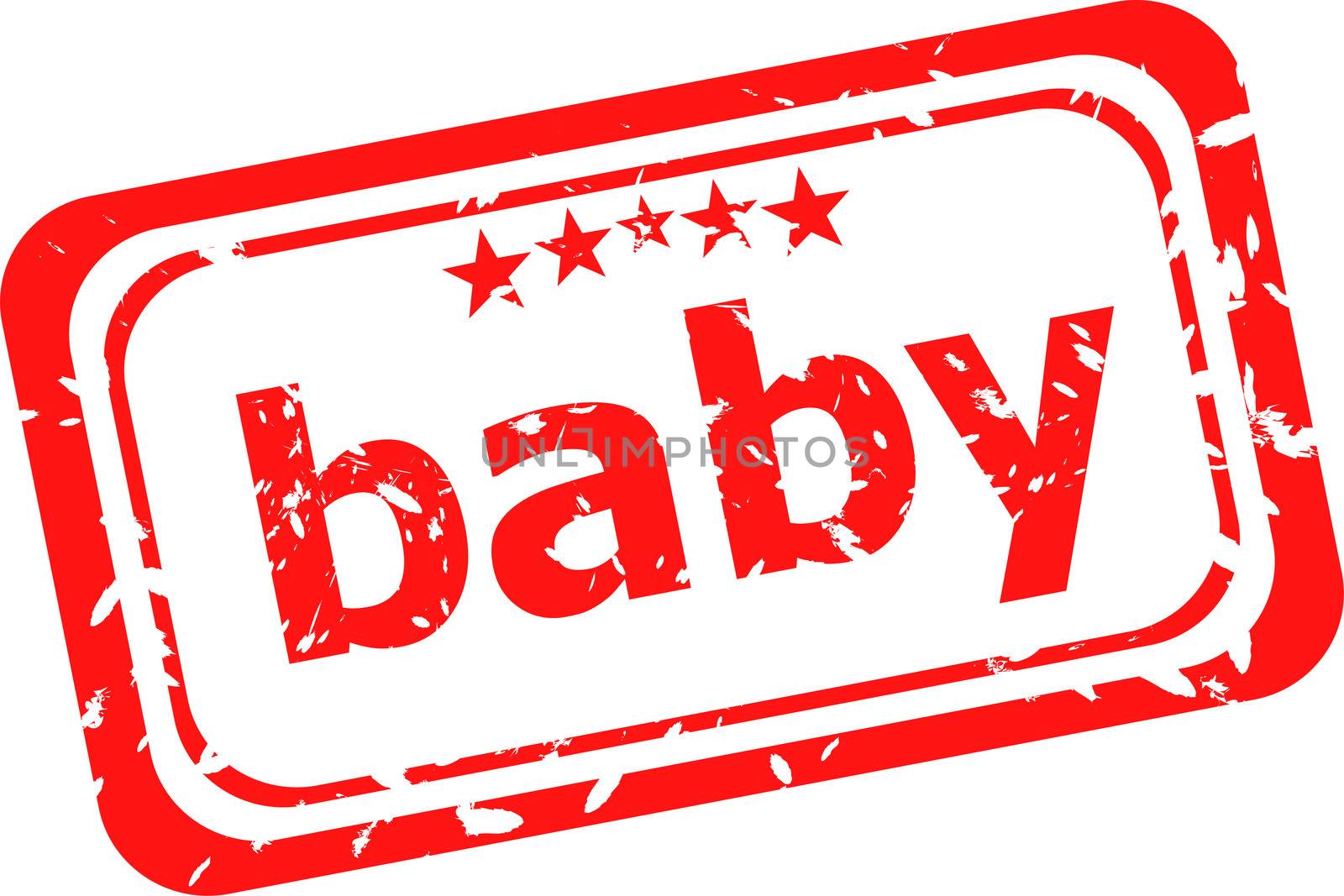 word baby on red rubber stamp