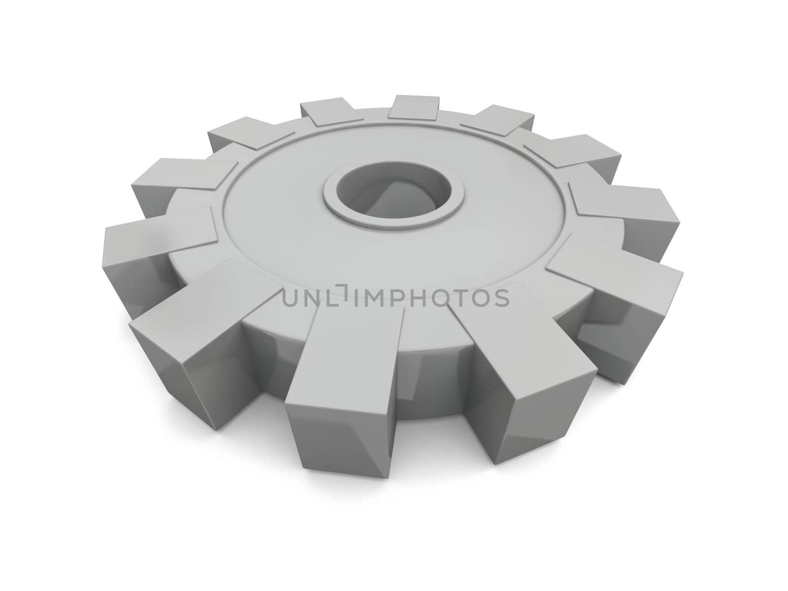 Steel cog, isolated on white background