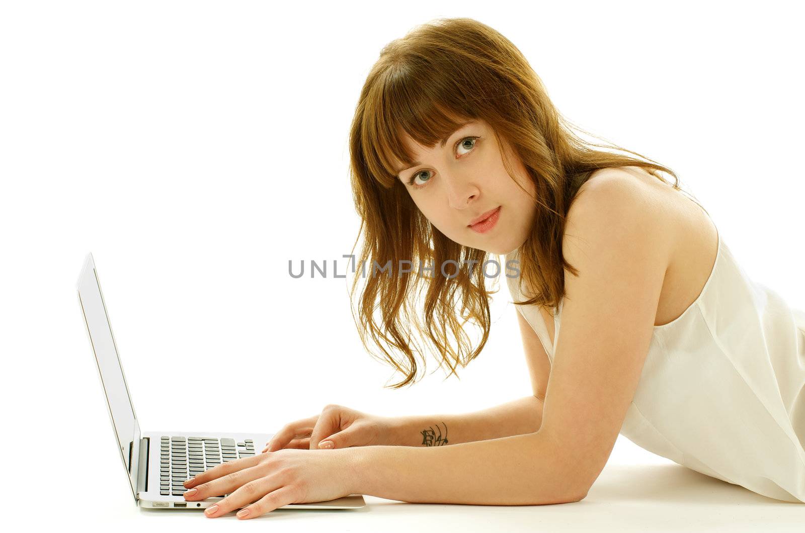 Young Woman with Laptop by zhekos