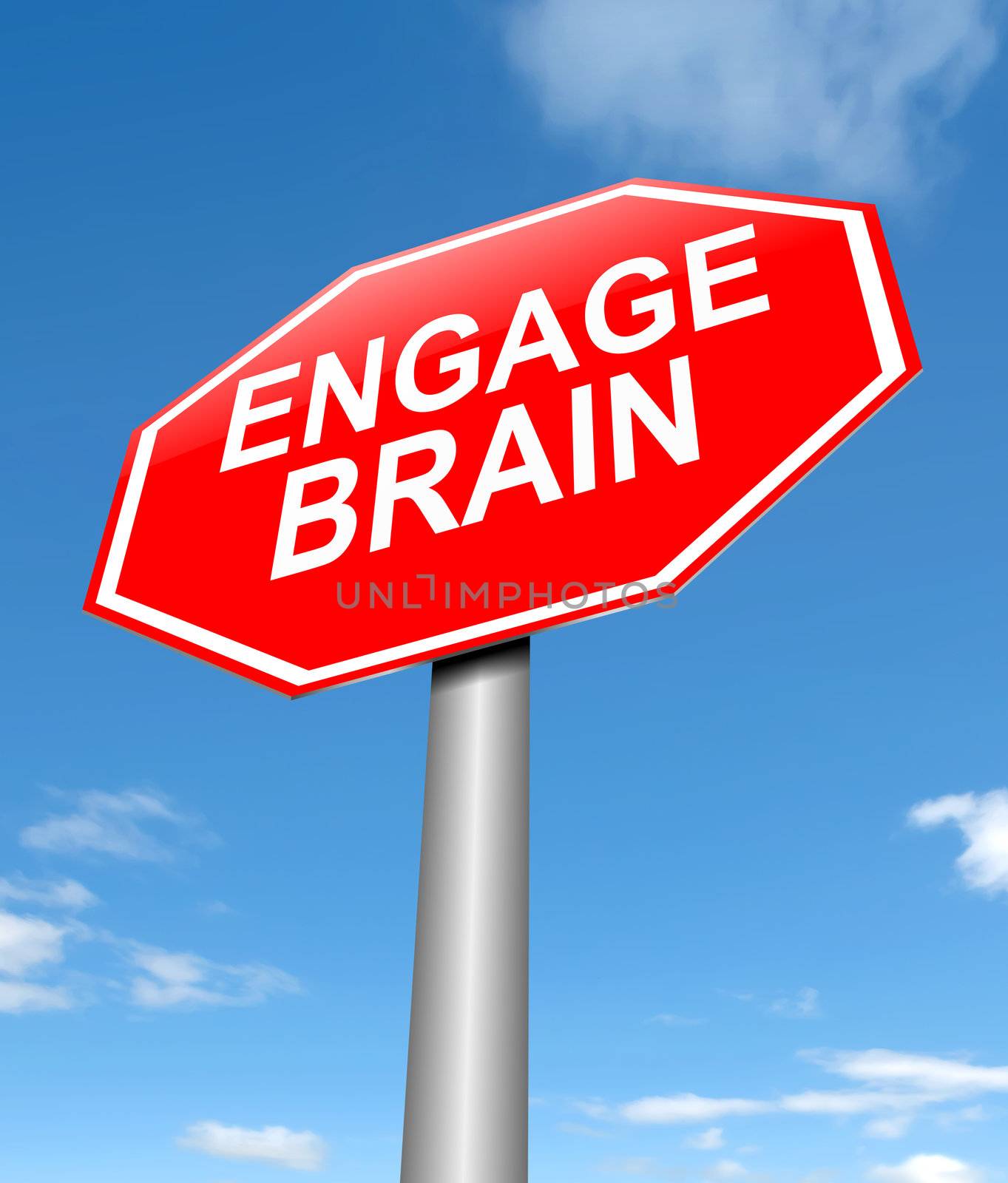 Illustration depicting a sign with an engage brain concept.