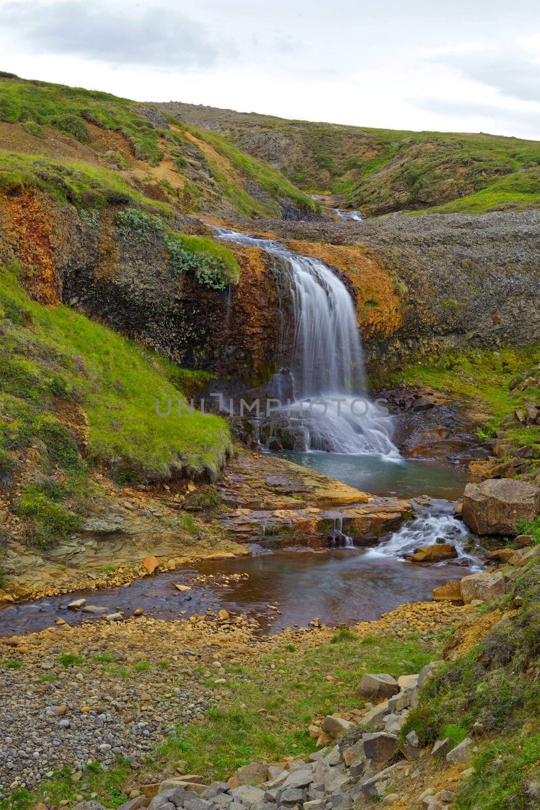 Waterfall in Iceland, landscape with beautiful nature.