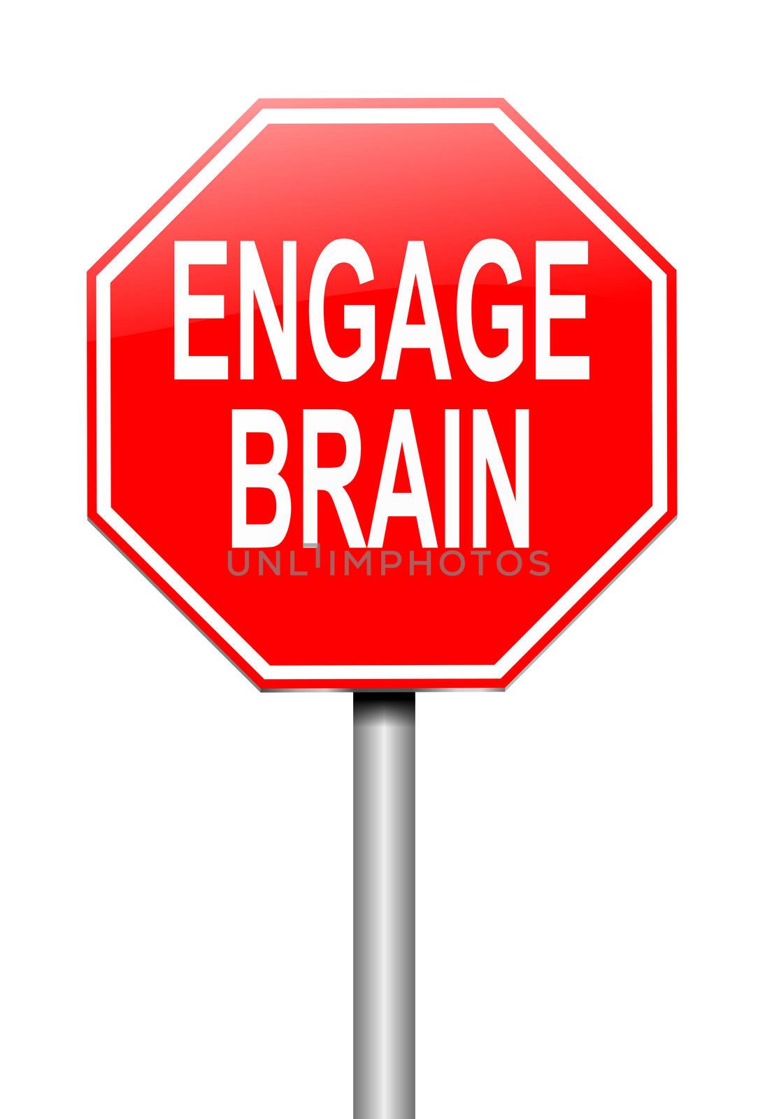 Illustration depicting a sign with an engage brain concept.