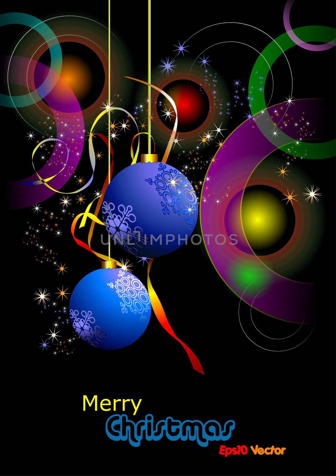 Christmas - New Year shine card with blue balls Eps10 vector