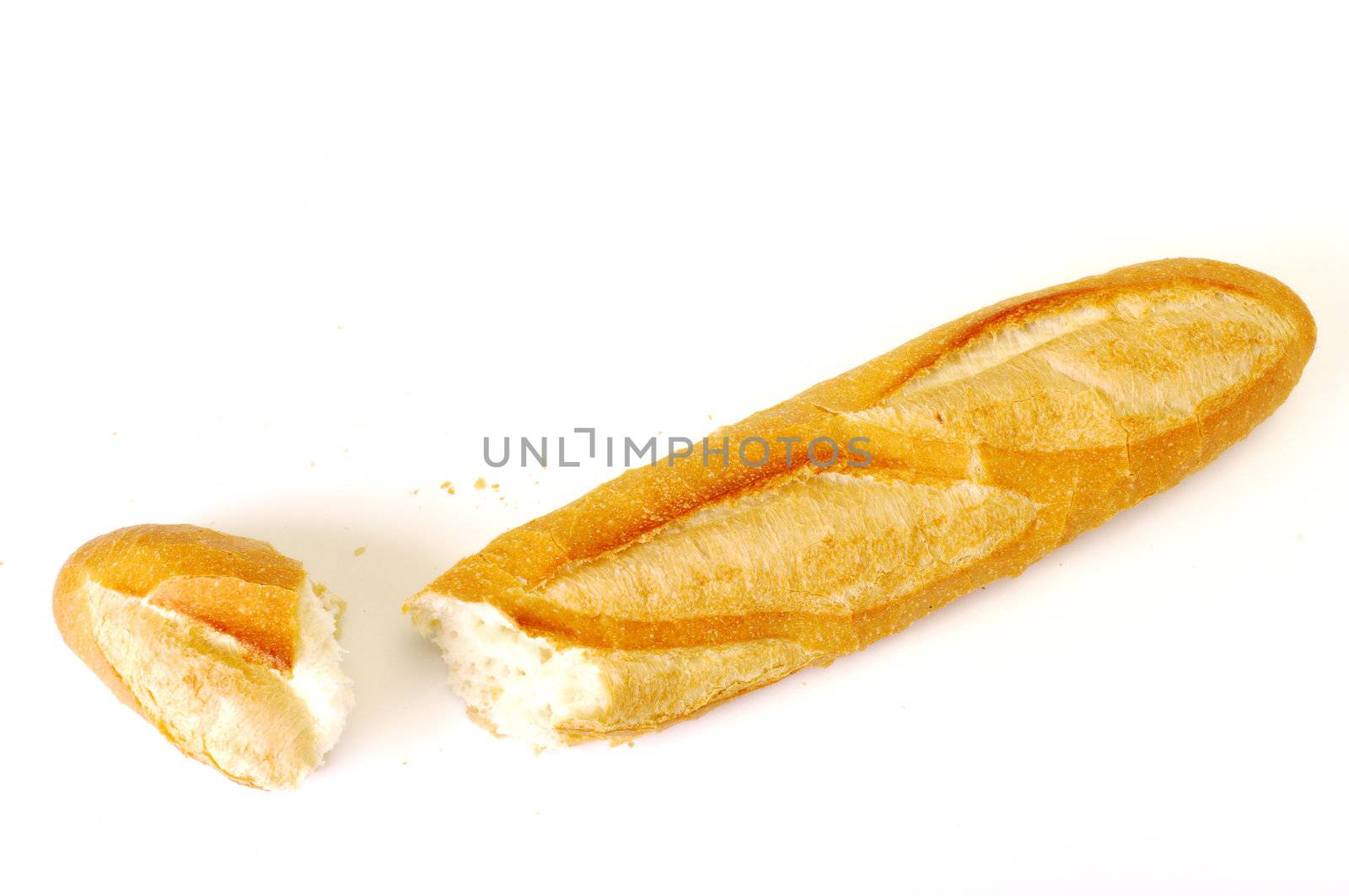 long loaf isolated on white background 
