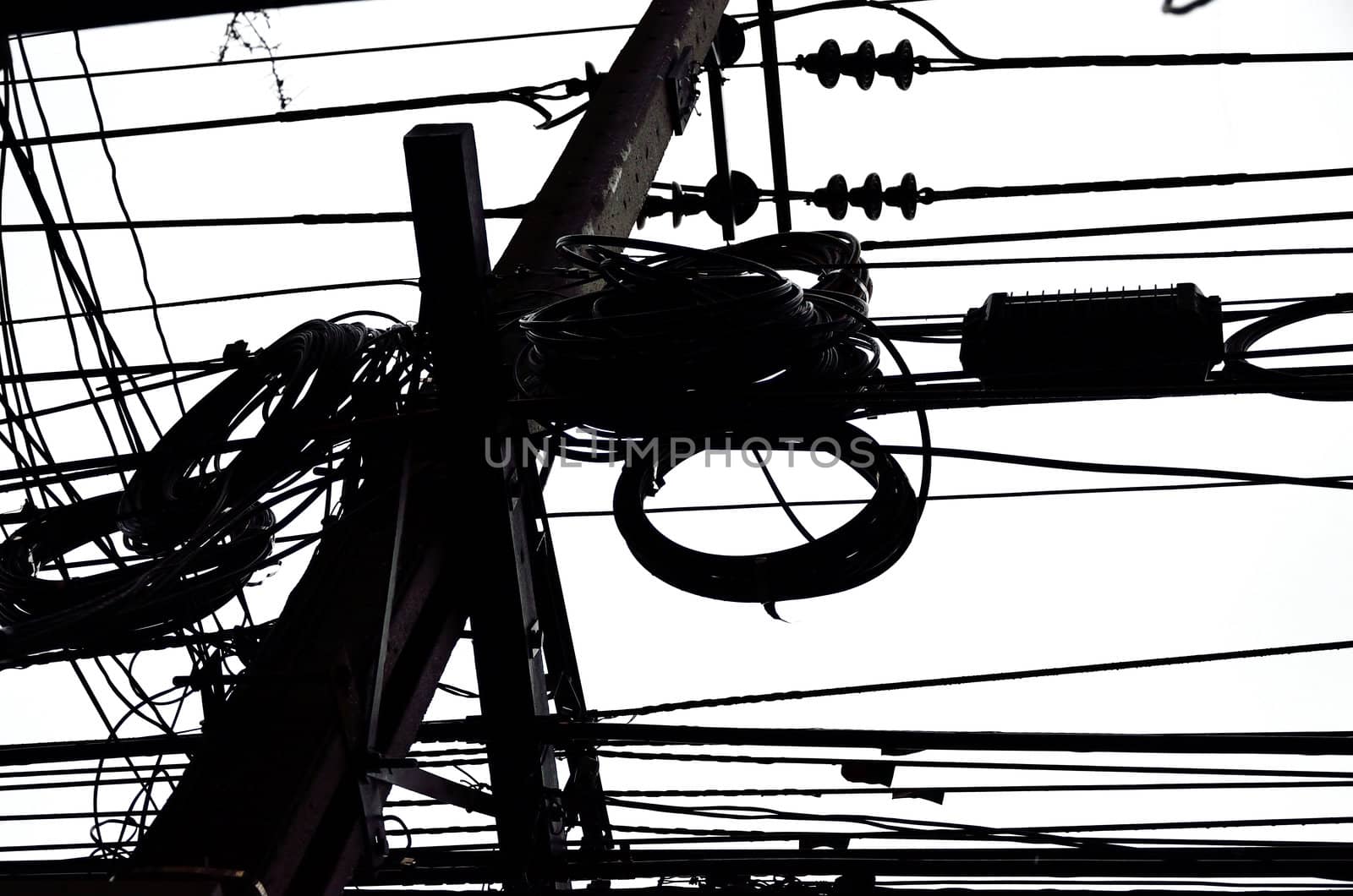 Muddle wire on electrictity post in Thailand