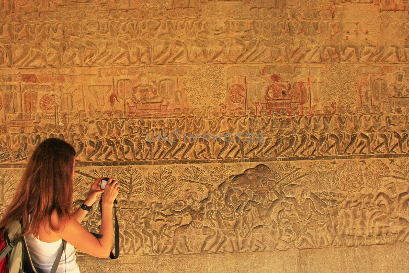 Wall bas-relief, Angkor Wat temple, Siem Reap, Cambodia