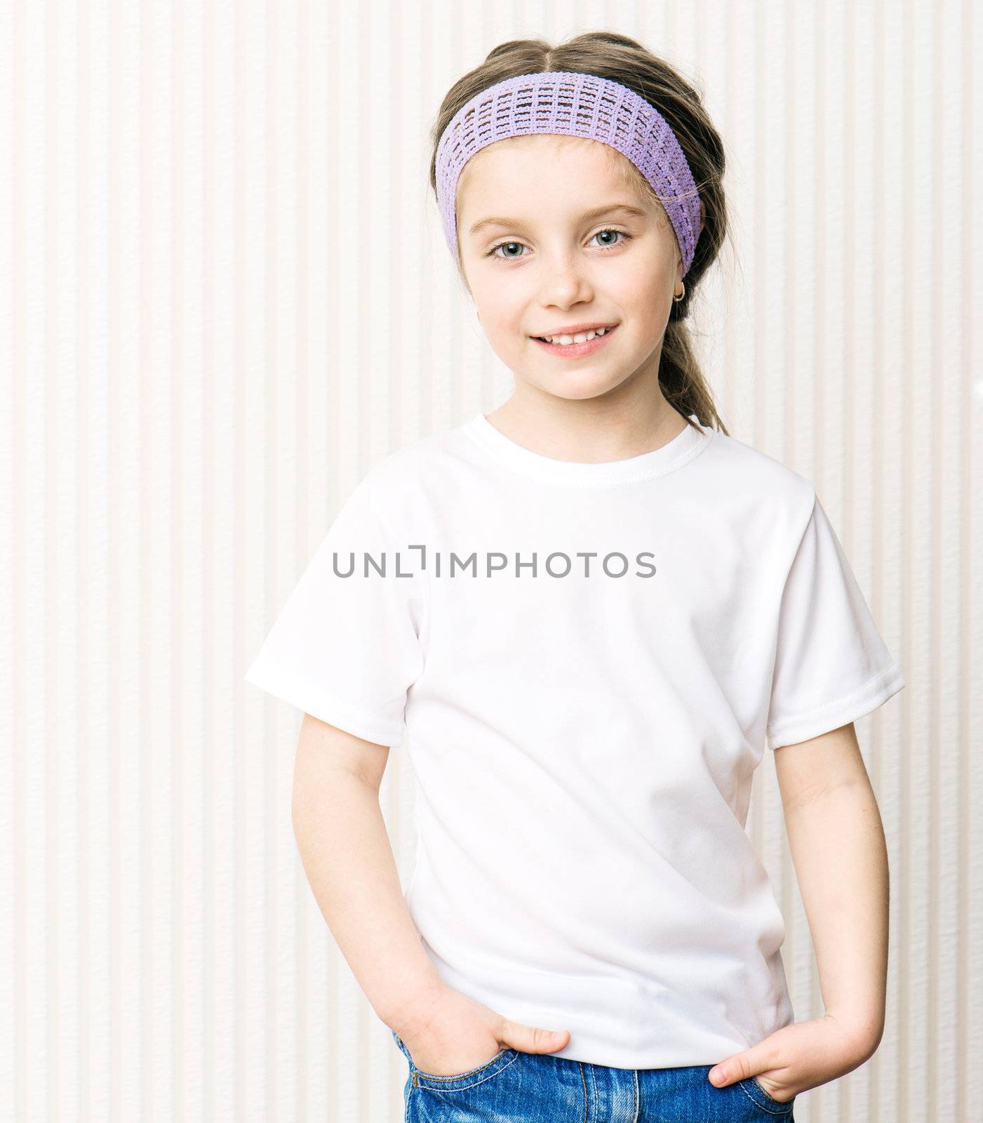 little girl in a white tshirt