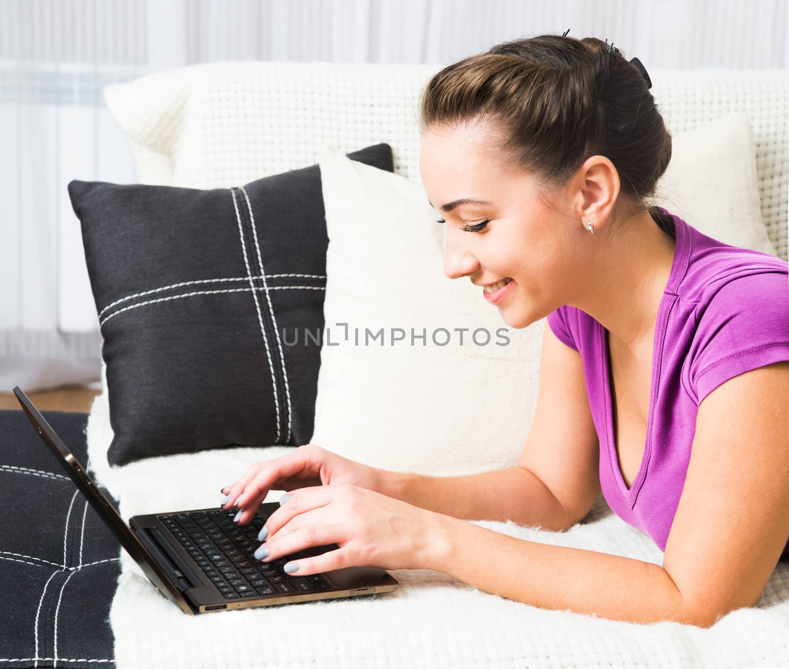 young woman with laptop by GekaSkr