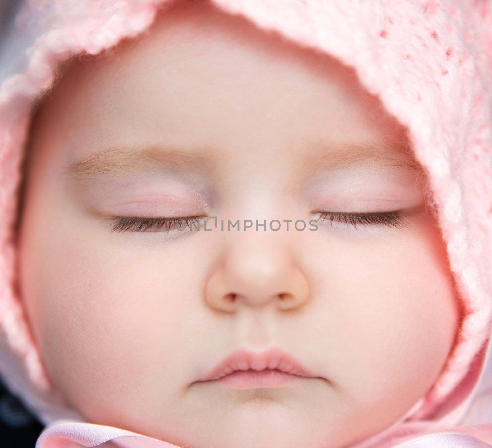 Closeup portrait of a sleeping baby