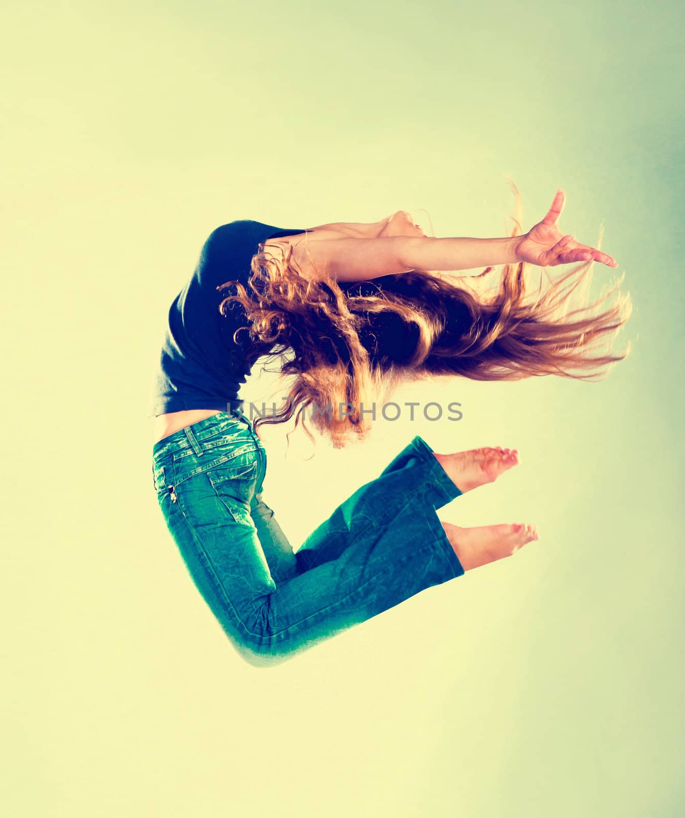 Jumping Woman on a light background