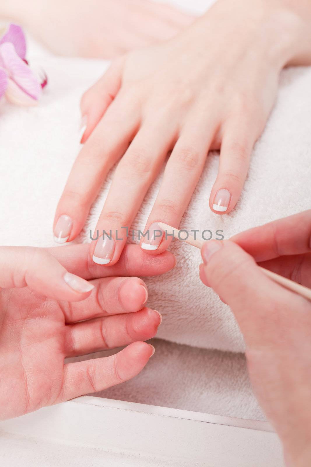 manicure making in beauty spa salon  by juniart