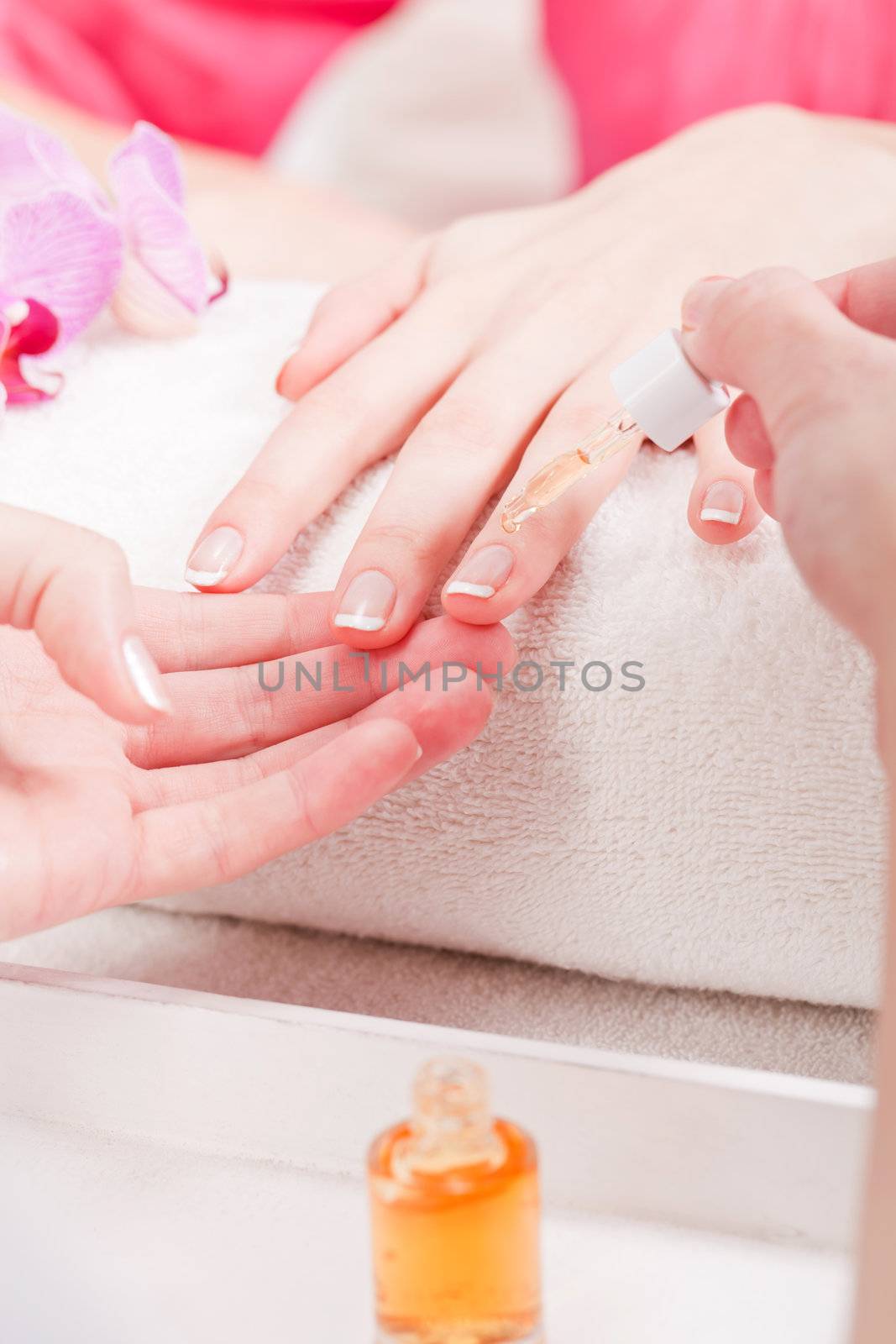 manicure making in beauty spa salon  by juniart