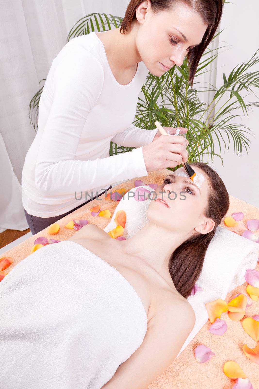woman face with beauty treatment cosmetic spa by juniart
