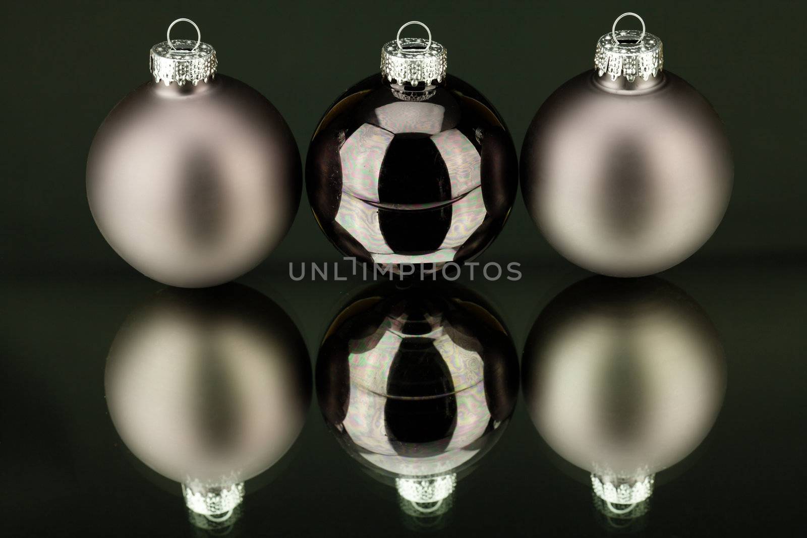 christmas decoration in grey silver glamour on black background