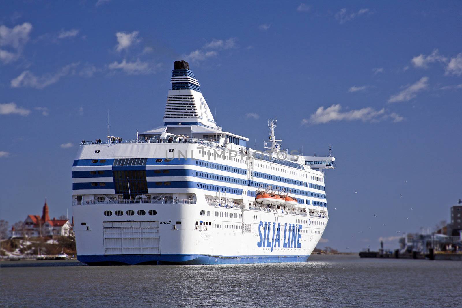 the Silja Line ferry sails 
from port of Helsinki on April 20, 2013.