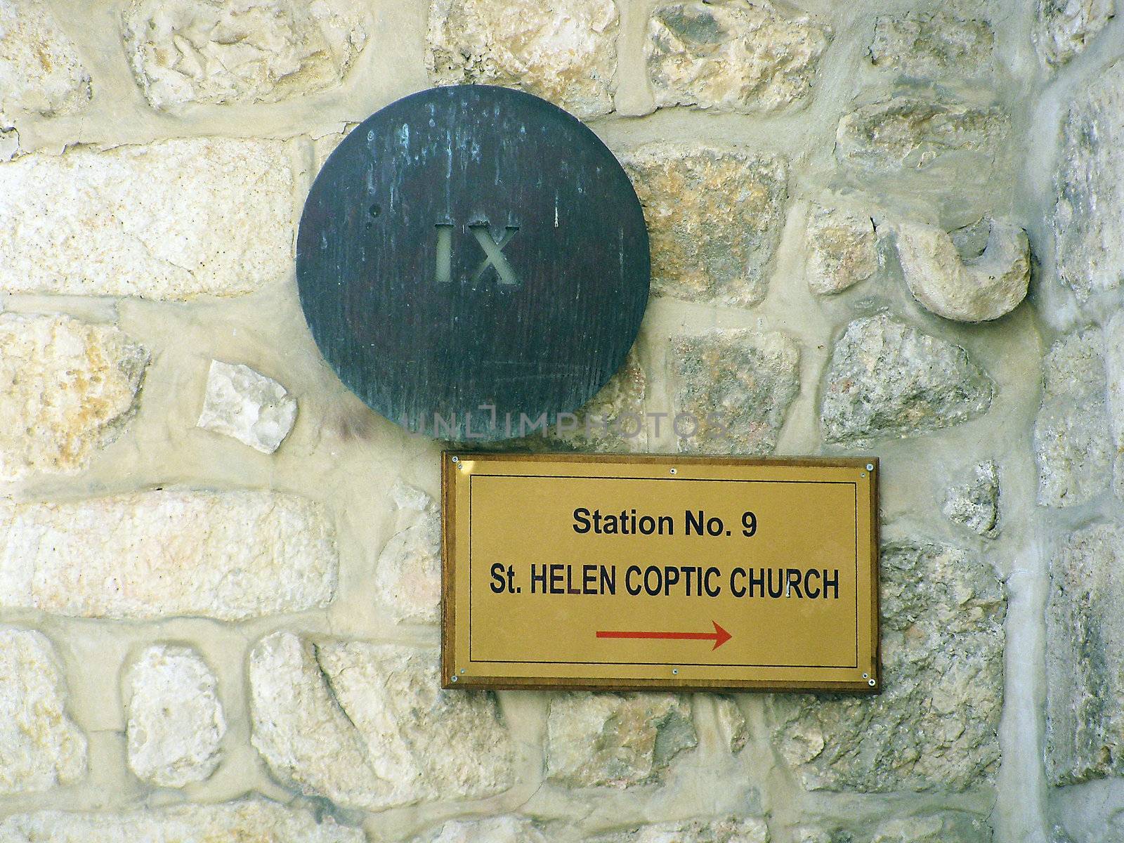 The  ninth  station stop Jesus Christ, who bore his cross to Golgotha. Old City Jerusalem, Israel