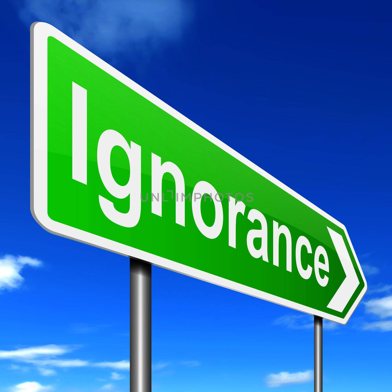 Illustration depicting a sign with an ignorance concept.