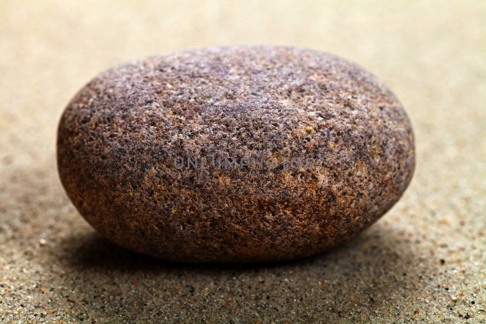 Beige stone in sand. Nature background. Macro shot