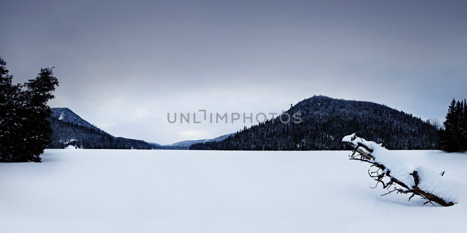 Beautiful landscape on a frozen lake