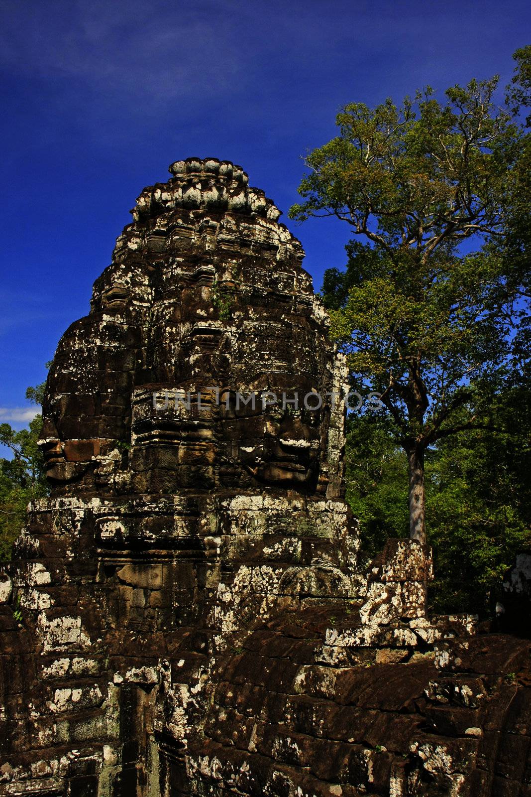 Stone faces of Bayon temple, Angkor area, Siem Reap, Cambodia