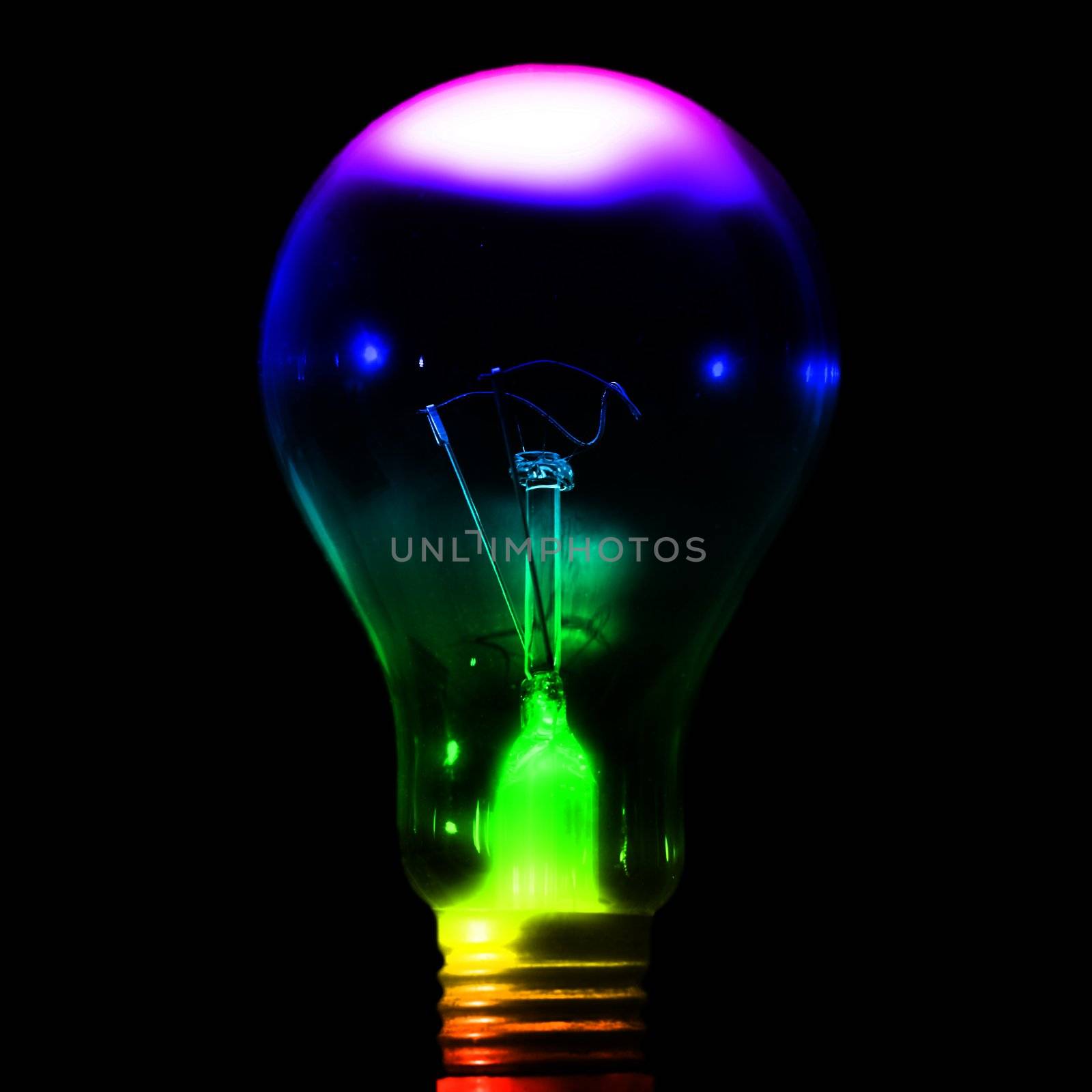close up bulb on black background 