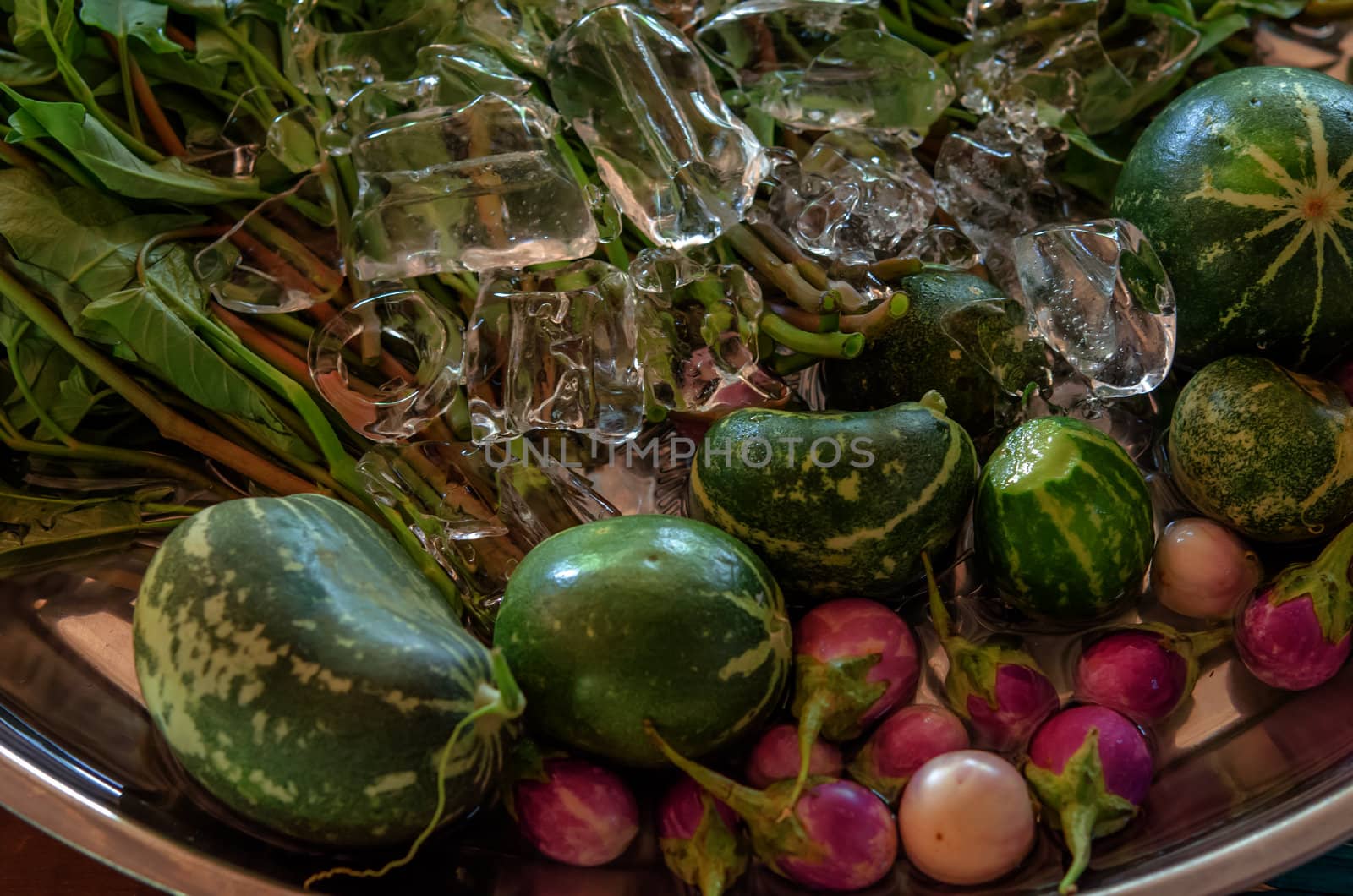 Frozen vegetables with ice , fresh food