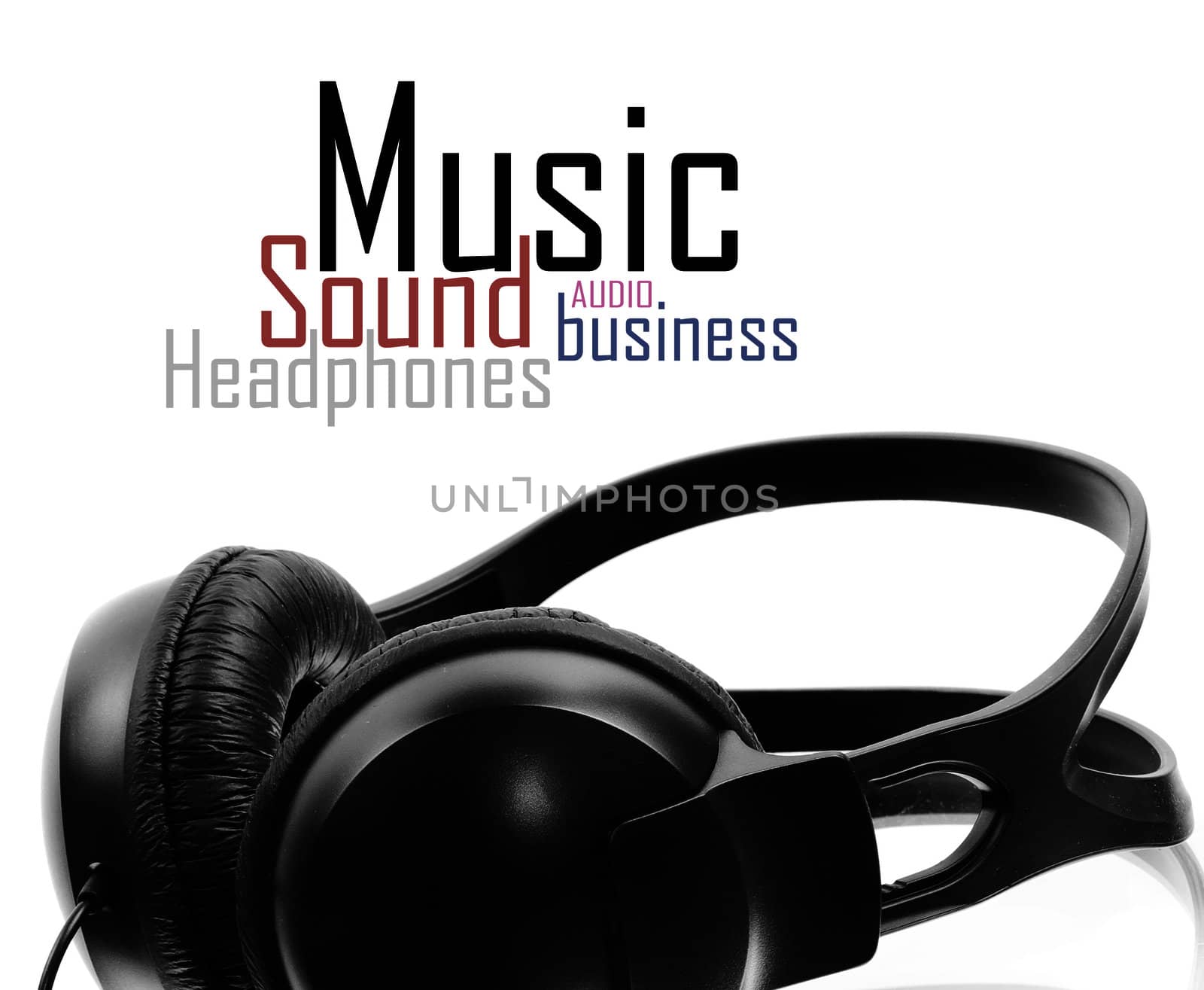 black headphones isolated on white background
