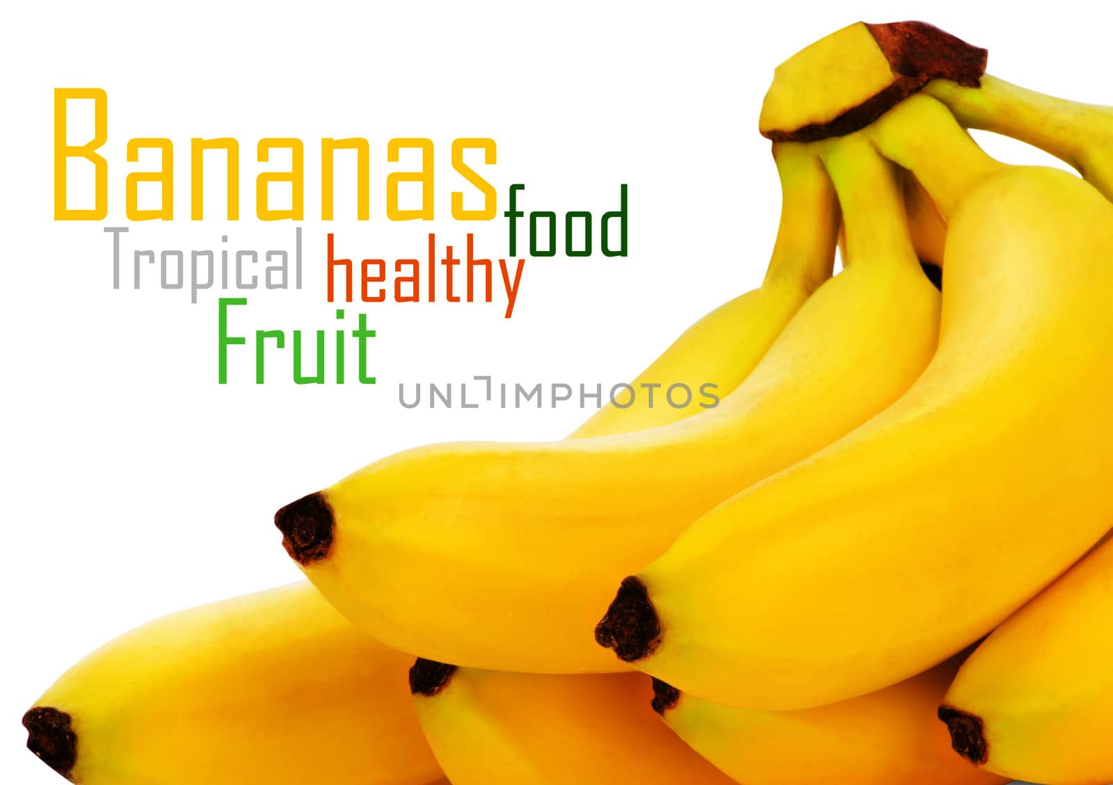 Bunch of bananas isolated on white background + Clipping Path