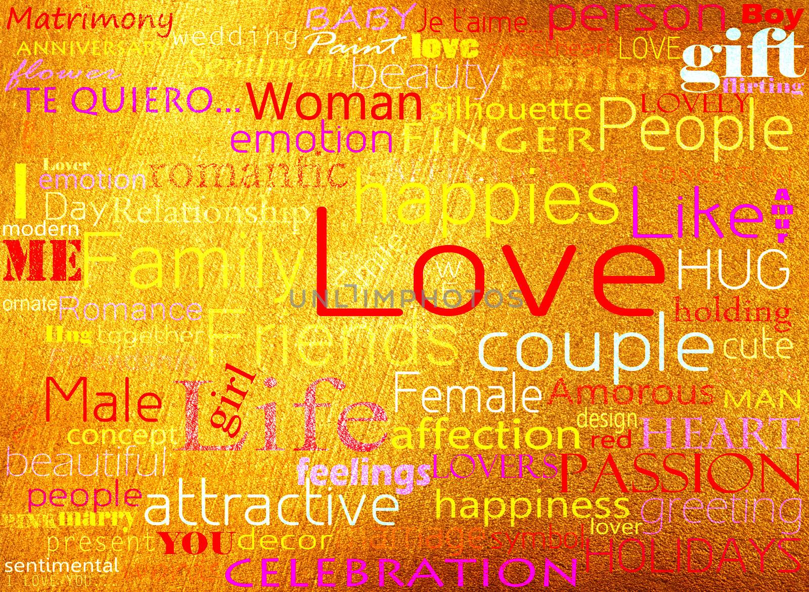 Seamless pattern made from words which relate with word love