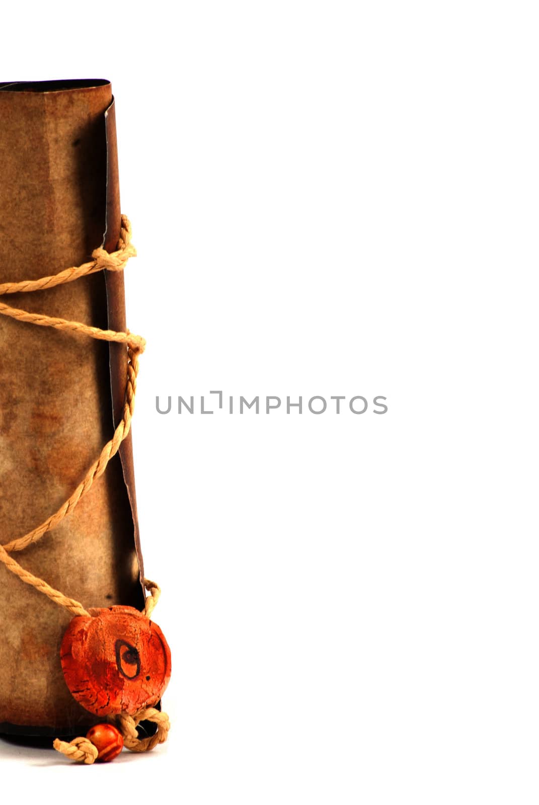old rolled paper isolated on a white