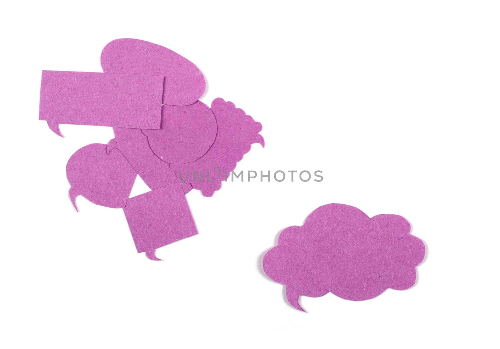 the thought of old paper isolated on white