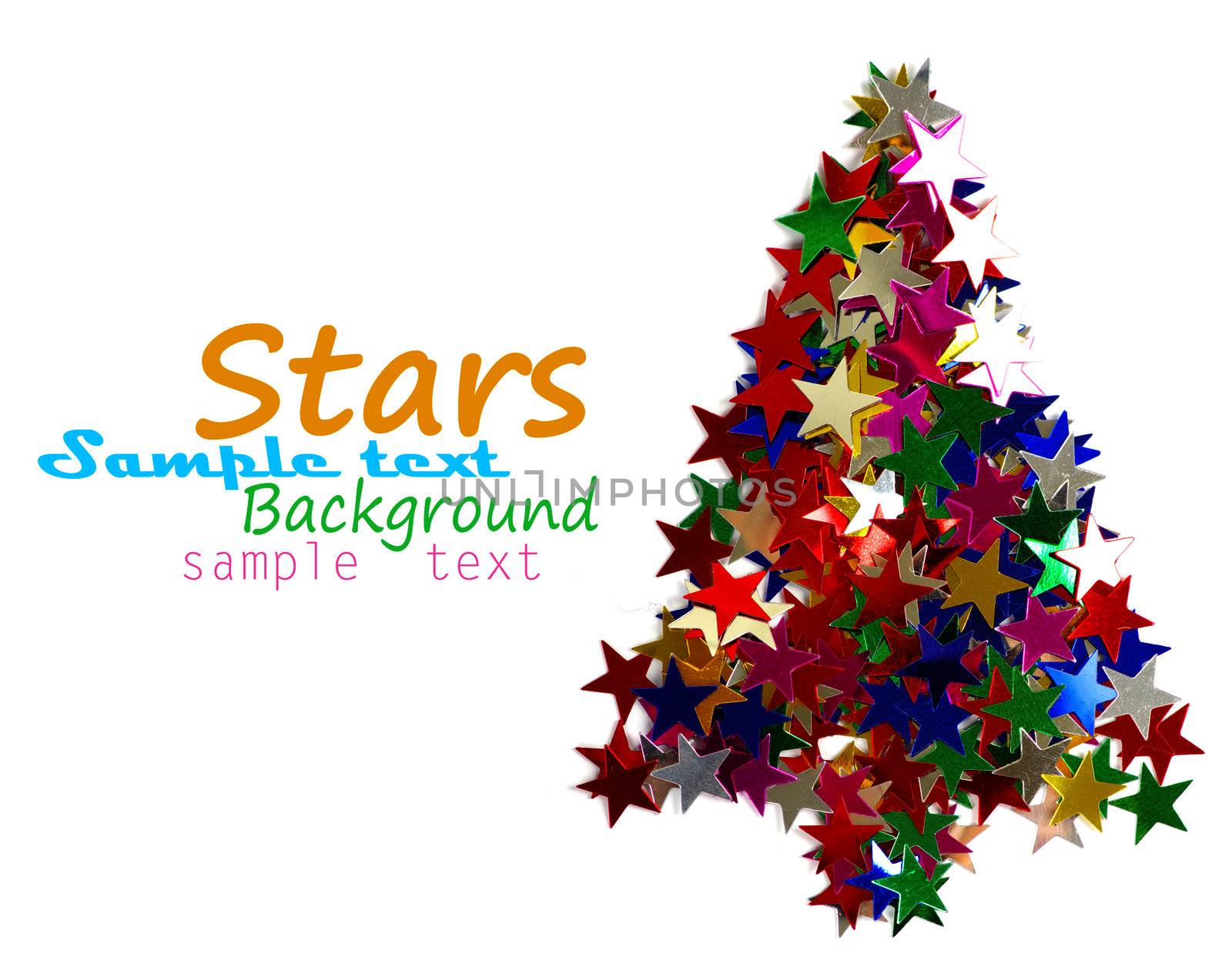 Christmas tree composed of colored stars.