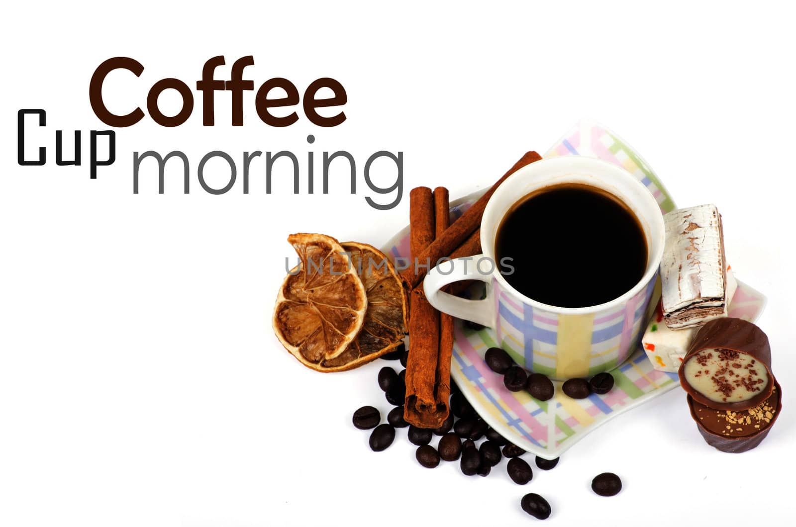 Cup of coffee on white
