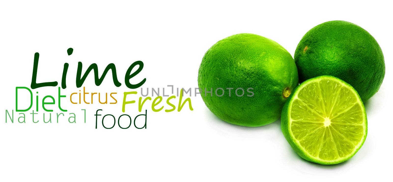 Fresh ripe lime. Isolated on white background