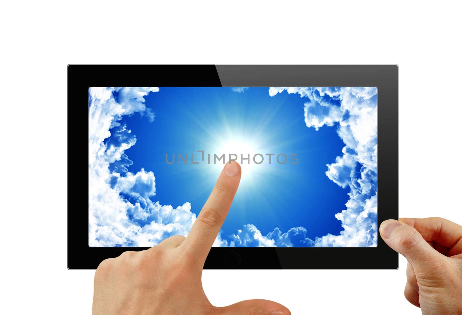 Black generic tablet pc, 3d render.