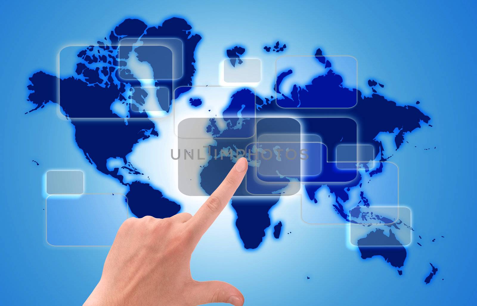 touch screen interface with world map