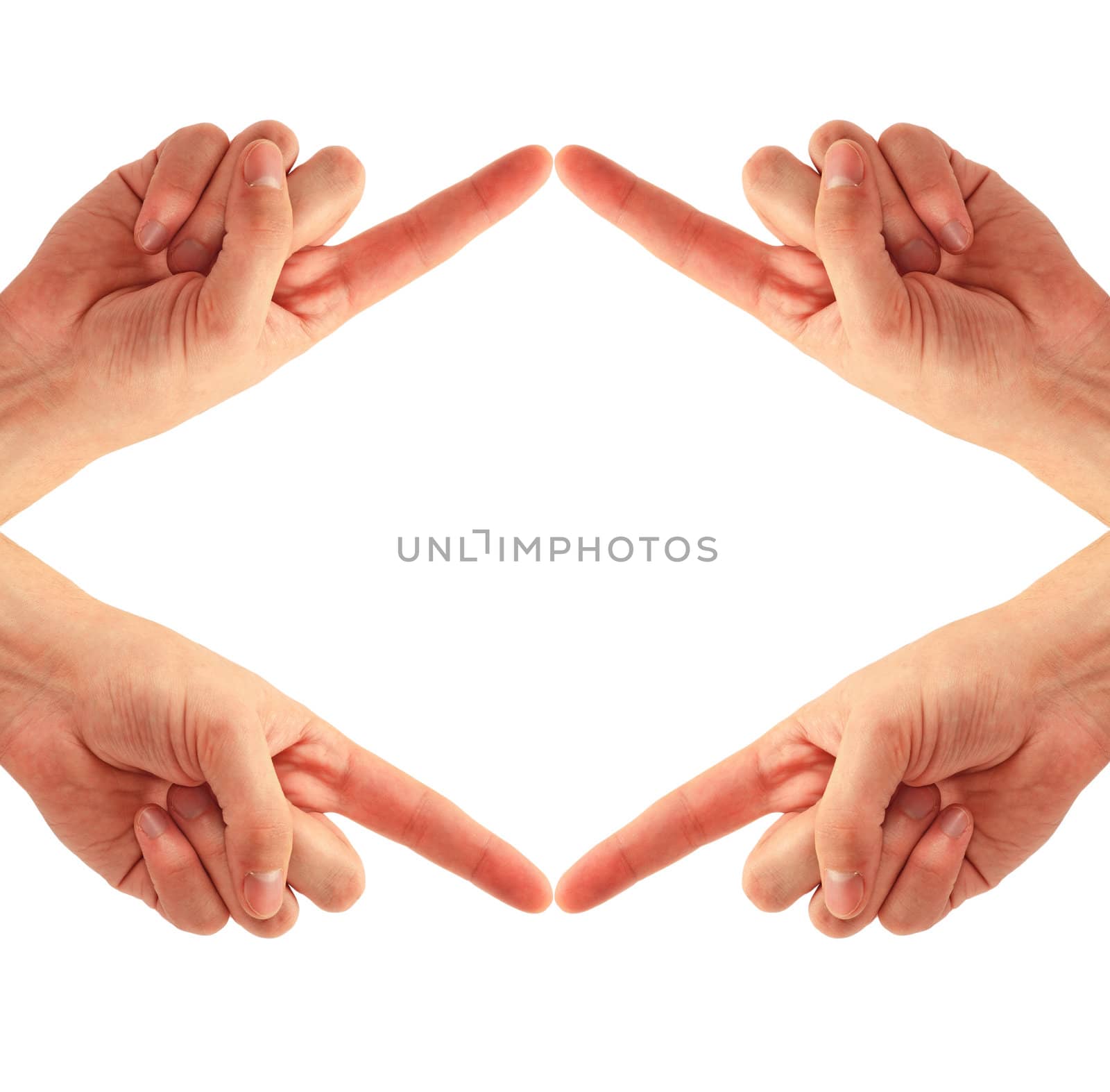 People touching by fingers, isolated on white
