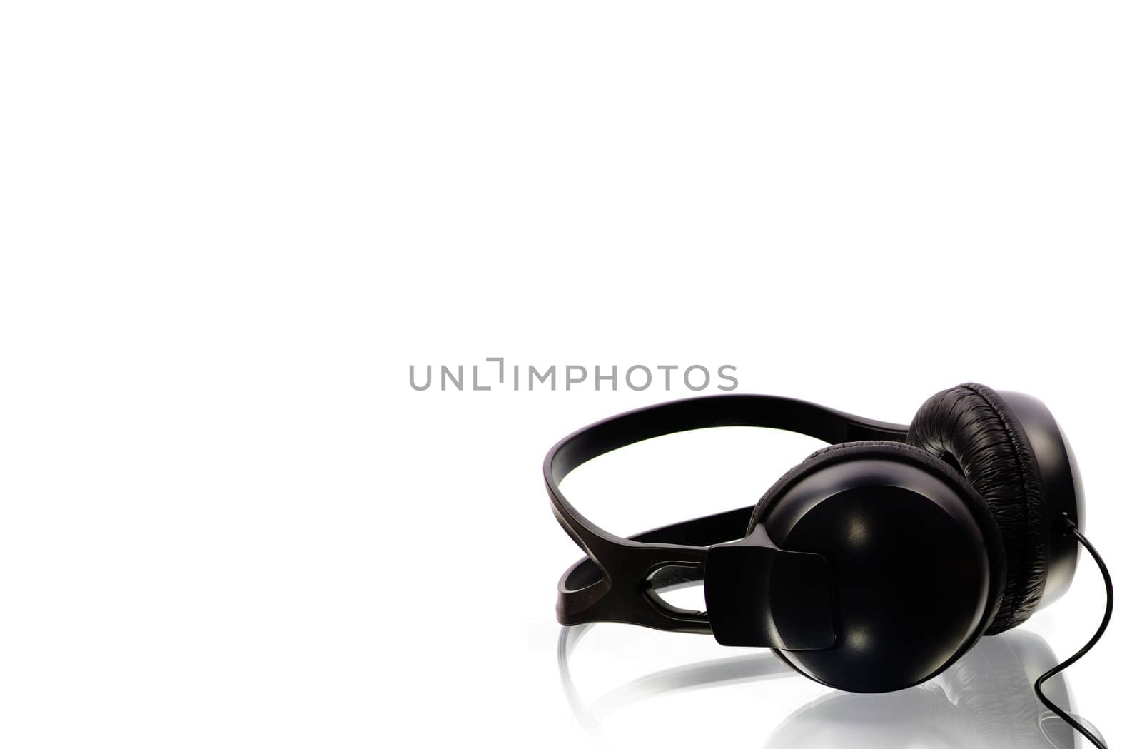 black headphones isolated on white background