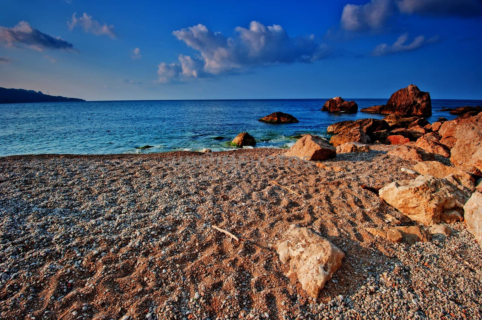 Empty deserted beach south coast of the Crimean peninsula