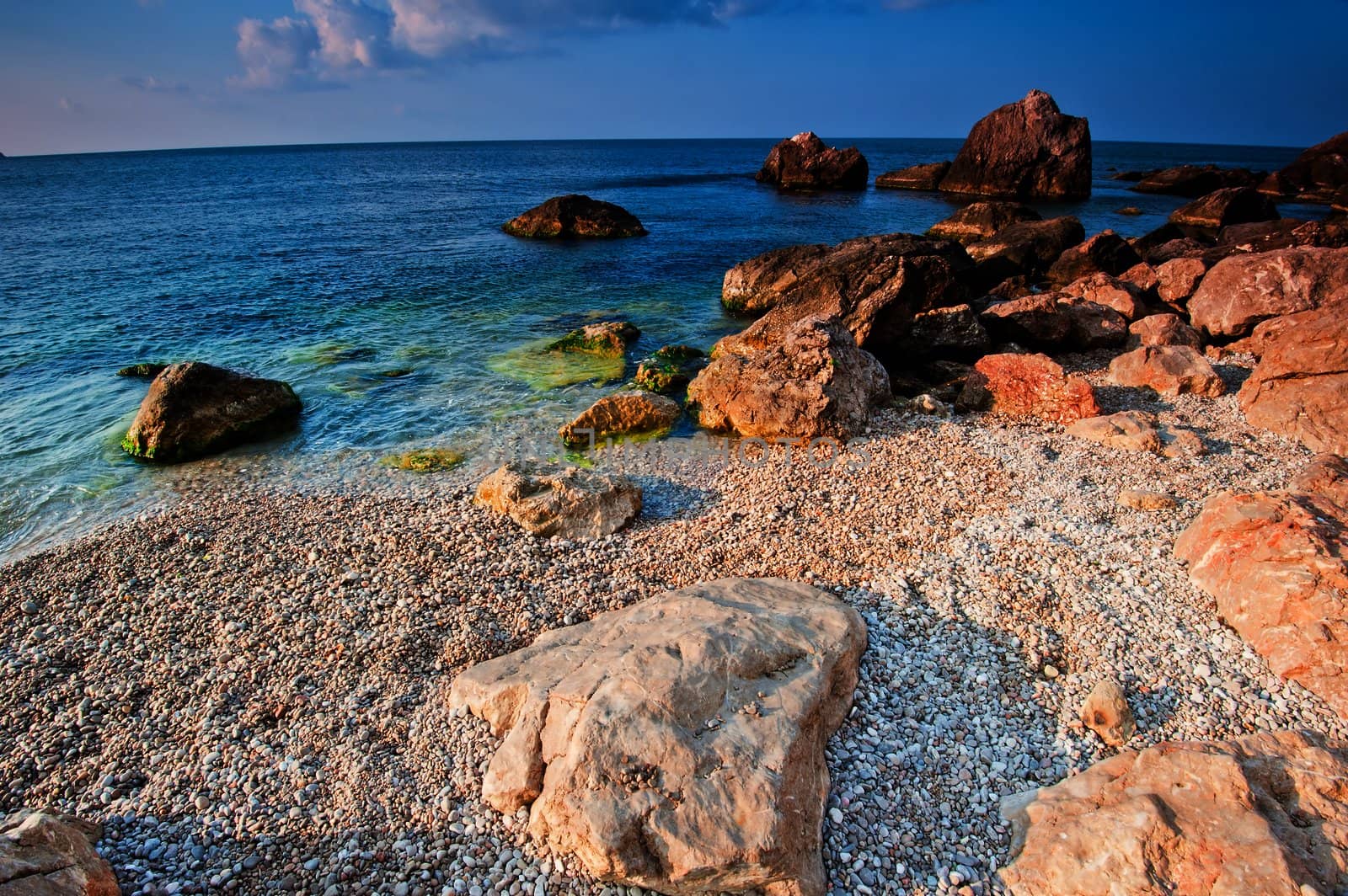 Empty deserted beach south coast of the Crimean peninsula by kosmsos111