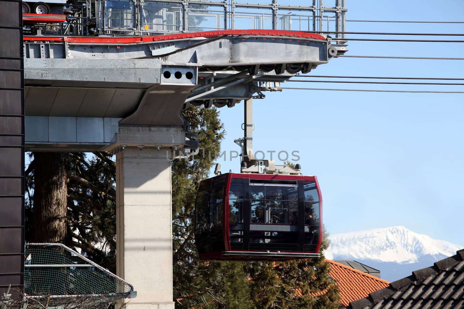 Mountain cable car beautiful landascape