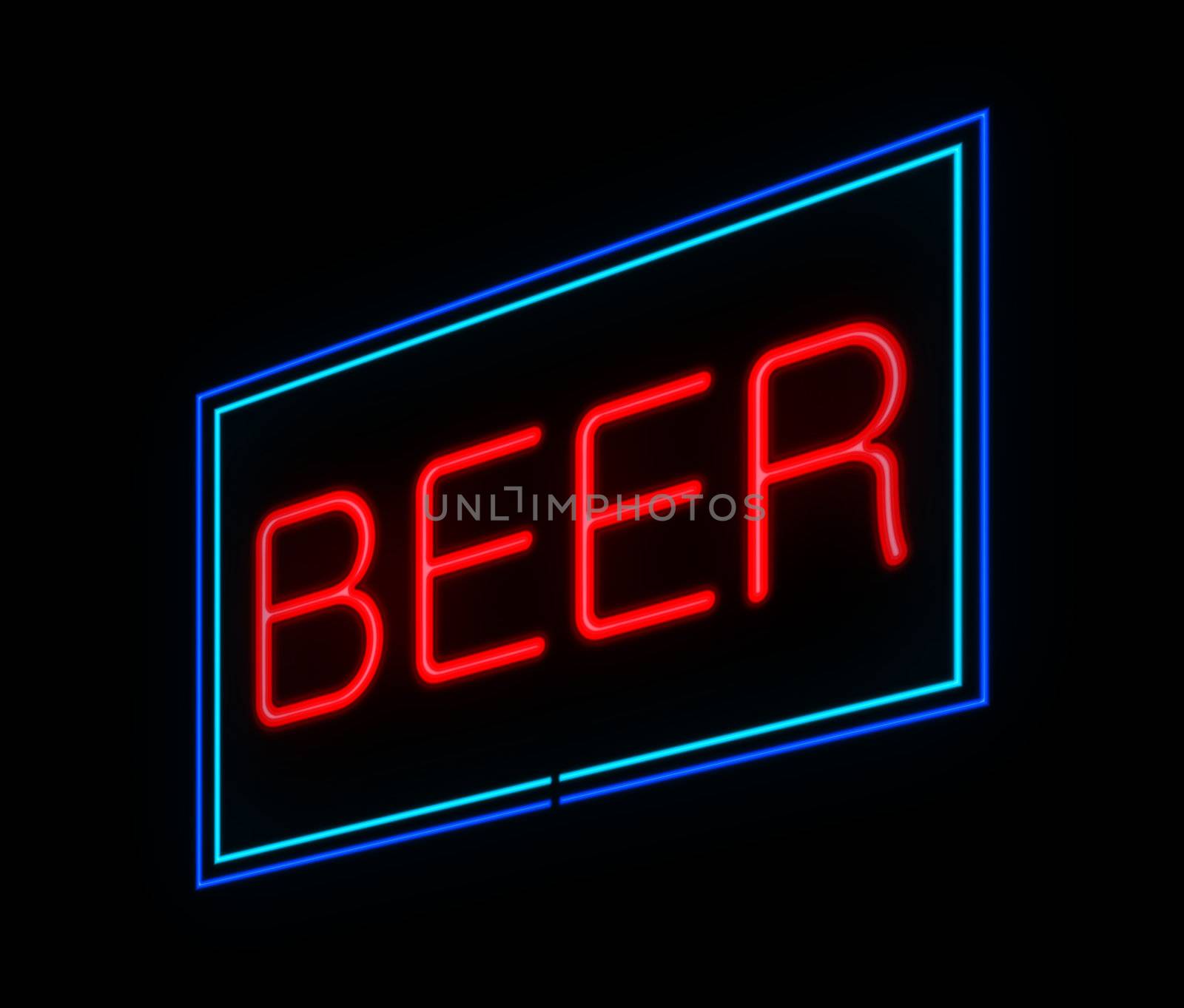 Illustration depicting an illuminated neon beer sign.