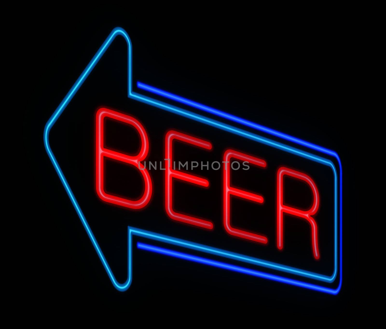 Illustration depicting an illuminated neon beer sign.